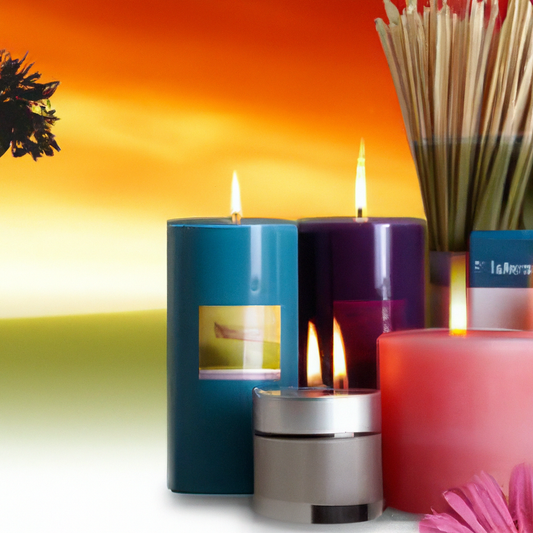 Create an image of a cozy New Zealand living room with a variety of beautifully crafted, affordable scented candles lit up, showcasing the different scents. Feature a few price tags indicating great d