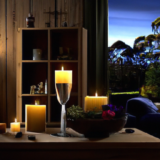 Create an image of a cozy New Zealand living room in the evening, featuring a variety of beautifully designed scented candles. Show the candles emitting a soft, warm light and subtle wisps of fragrant