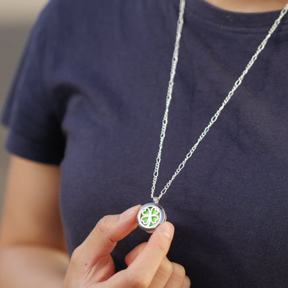 Lucky Clover Sterling Silver Chain Diffuser Necklace