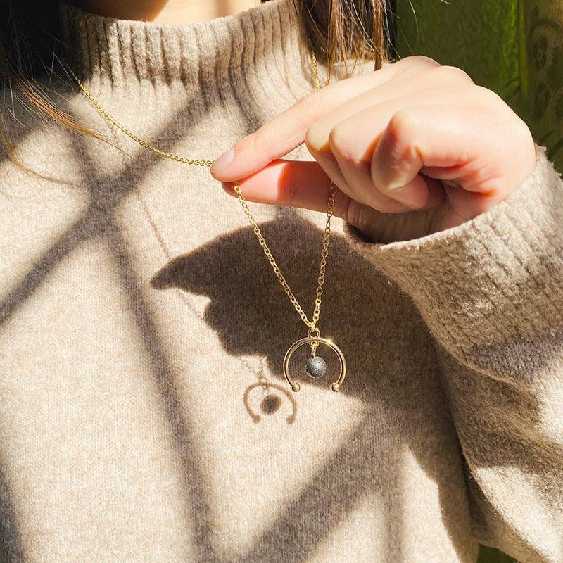 Elevate with Half Moon Lava Stone Diffuser Necklace
